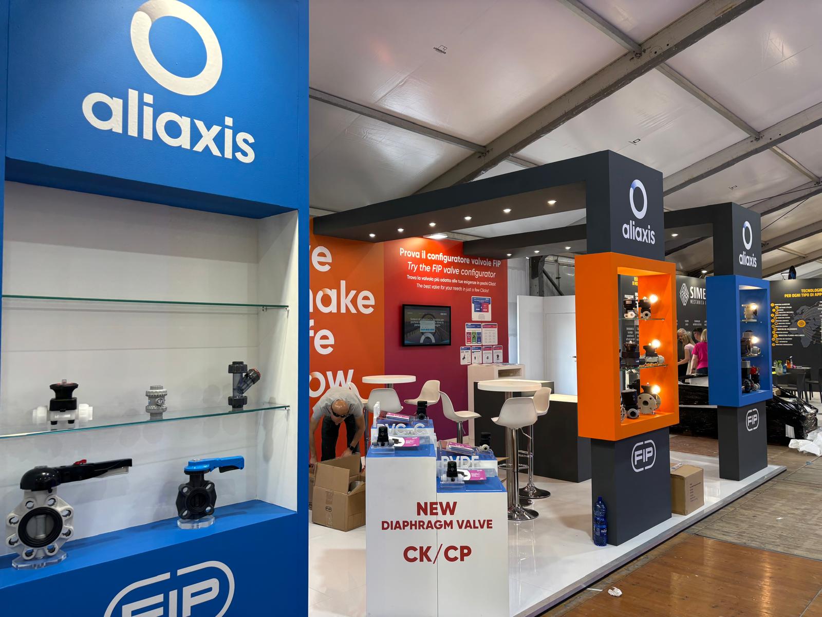 Stand fieristico Aliaxis / FIP realizzato da I.C. Allestimenti